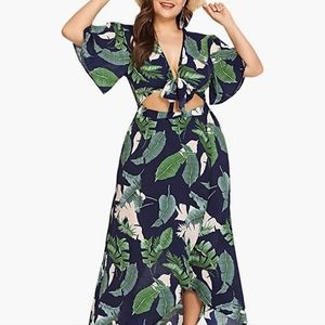Plus size tropical beach dress